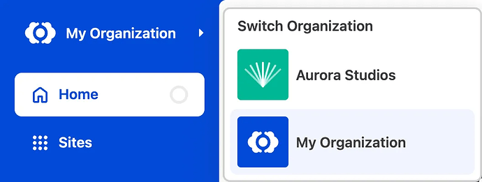 The Switch Organization Menu