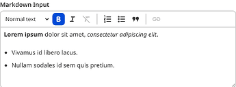 screenshot of a rich text input, which has a toolbar at the top